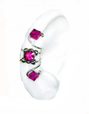 Alexa - Hot Pink Crystals Ear Cuff