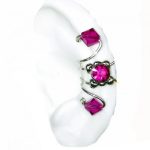 Alexa Hot Pink Crystals Ear Cuff, Alex,Hot Pink, Crystals Ear Cuff, ear cuffs, silver, ear jewelry, unique ear cuffs,earlums, Made in USA, Crystals,