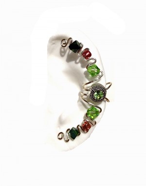 Emerald - Pierceless Ear Cuff Wrap with Center Jewel