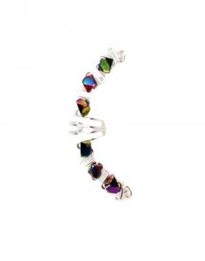 Iris - Ear Cuff Wrap with Multicolor Glass Beads