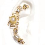 Marla Ear Cuff Wrap with Center Jewel, Ear cuff wrap, ear cuffs, ear wraps, earlums, gold,pearls