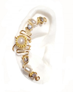 Marla - Pierceless Ear Cuff Wrap with Center Jewel