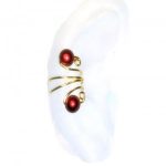 Custom Ear cuffs, Jewelry, Earrings, Ear Cuff, tragus cuff, cartilage cuff, tragus earring, fake earring, no piercing, body jewelry, nose cuff, fake piercing, nose ring, piercing, helix earring, hoop cuff, gemstone cuff,  Red Drop - Gold or Silver Wire - Red Pearls Ear Cuff