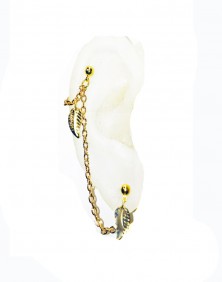 Sunny - Chained Gold Plated Double Piercings Earrings