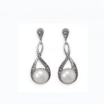Marcasite and Shell Pearl Earrings