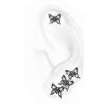 Tiny Silver Butterfly - Multiple piercings earrings, multiple piercings earrings, double, triple piercings, studs, chained earrings, slave earrings