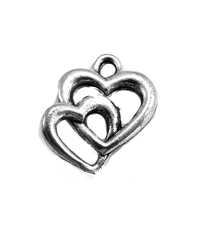Double Heart Pewter Charms