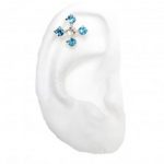 cartilage earrings,multiple piercings, blue rhinestones cartilage stud earring, double piercings, Sterling Silver Cartilage earring, gift under $10.00,