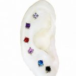 Multiple piercings earrings cartilage helix, studs, silver, Multiple Piercings Earrings, Cartilage, Helix - Colorful Rhinestones