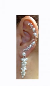 Bridal earrings ,wedding, pearls, silver, OOAK bridal earrings