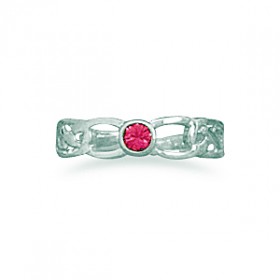 Celtic Design Toe Ring Pink Crystal