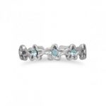 Oxidized Toe Ring Blue Crystal Flowers,toe ring, toering,toerings,