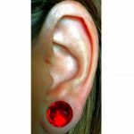 EarLobe Keloid Fashionable Jewelry, Alternative Illusion Piercings, Red Glass L