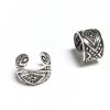 Diamond Design Silver Oxidized Ear Cuffs