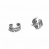 Feather Design Silver Oxidized Ear Cuffs