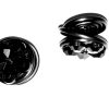 Black Flower Keloid Earrings Pressure Clip Pair - Image 4